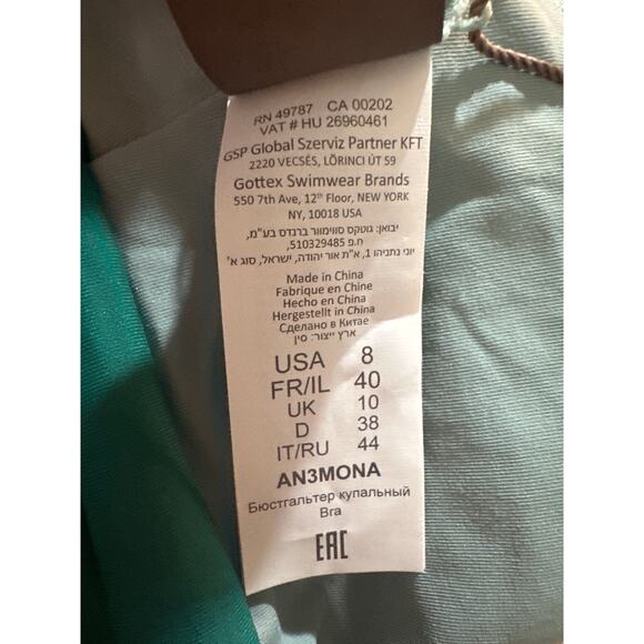 Gottex Au Naturel Reversible Bikini Swim Top Size 8 V-Neck‎ Solid Green Double - Picture 6 of 7